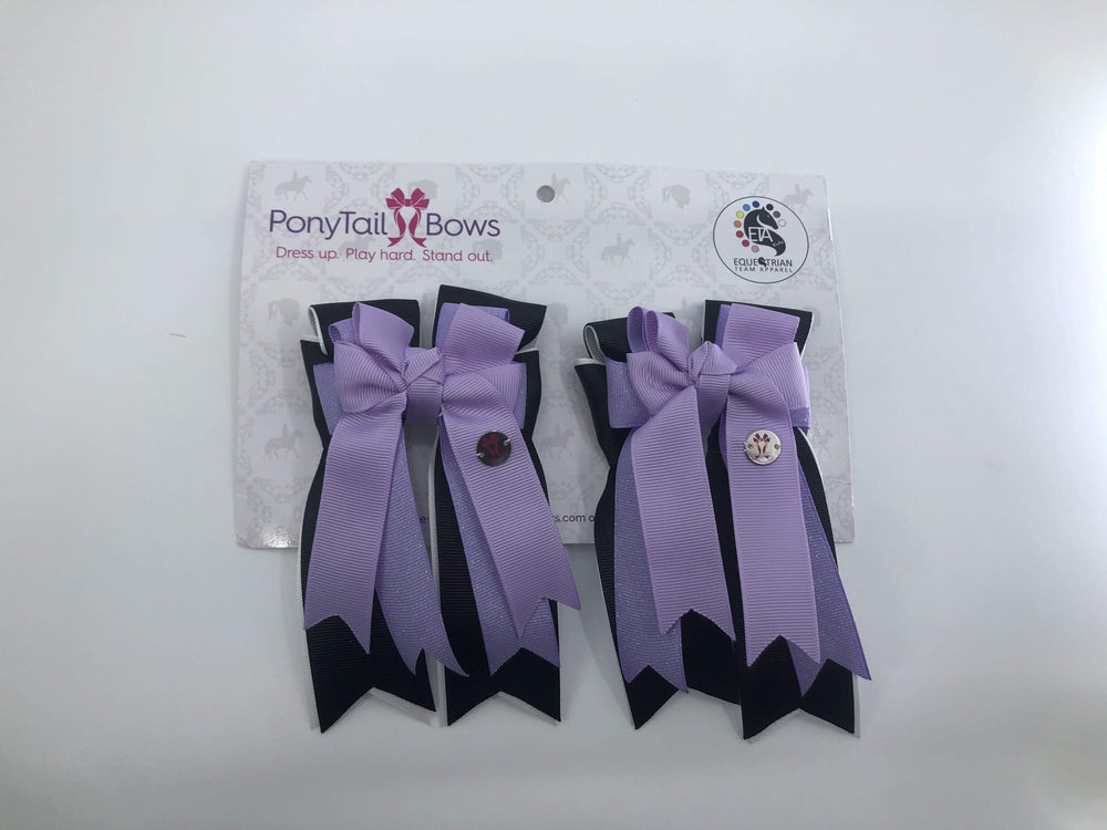 Purple Black PonyTail Bows