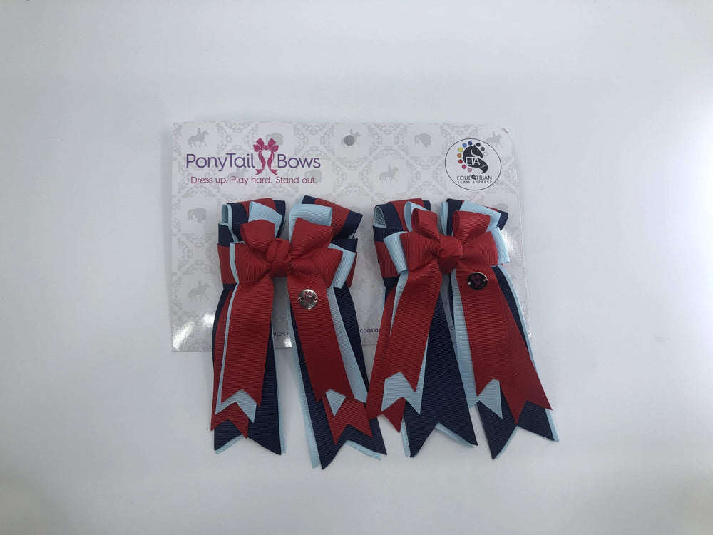 Red Light Blue/Navy PonyTail Bows