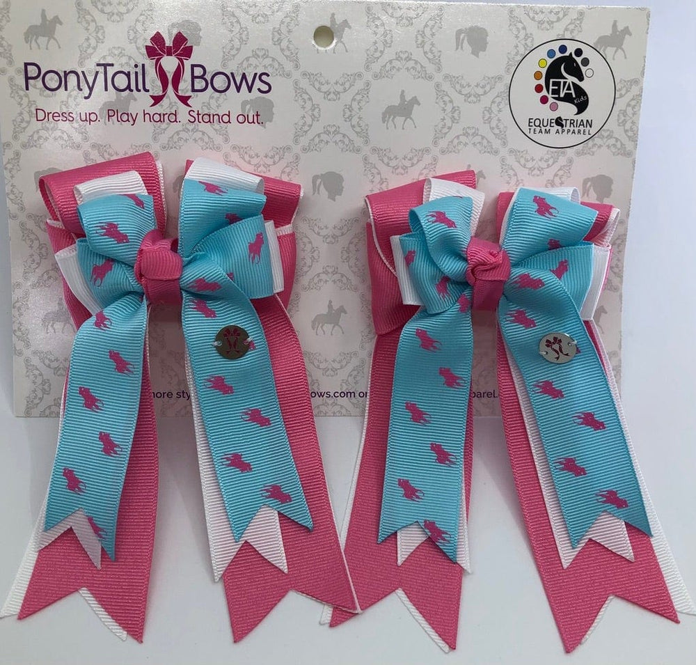 Polo Ponies-Baby Blue PonyTail Bows