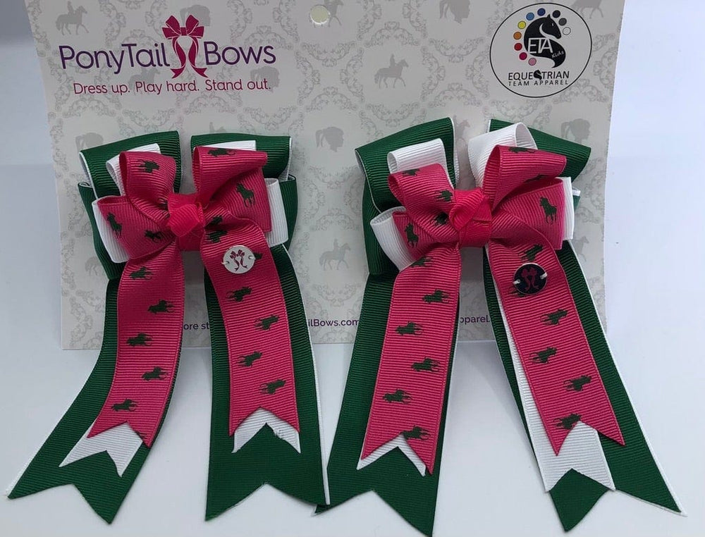 PonyTail Bows 3" Tails Polo Ponies-Hot Pink PonyTail Bows equestrian team apparel online tack store mobile tack store custom farm apparel custom show stable clothing equestrian lifestyle horse show clothing riding clothes PonyTail Bows | Equestrian Hair Accessories horses equestrian tack store