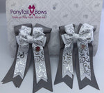 Silver Scroll PonyTail Bows