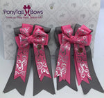 Hot Pink Scroll PonyTail Bows