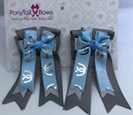 Baby Blue Horse Shoes PonyTail Bows