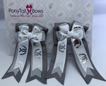 Silver Horse Shoes PonyTail Bows