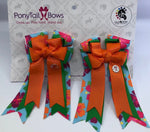 Orange Hibiscus PonyTail Bows