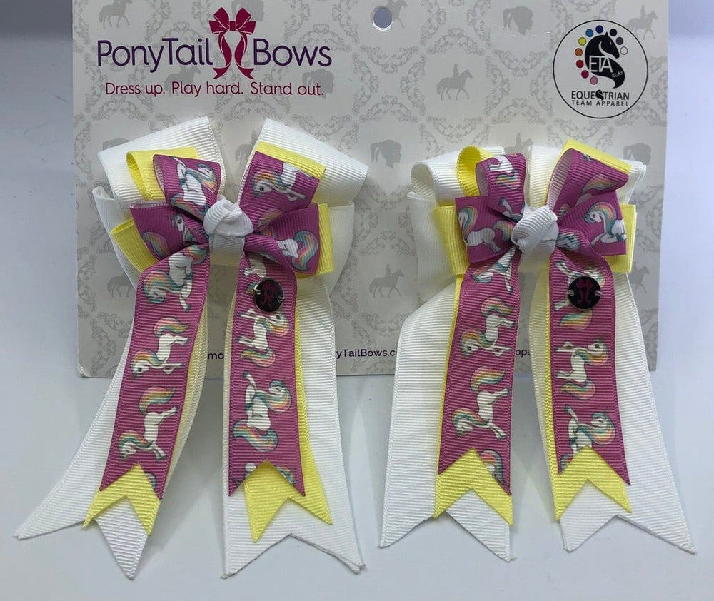 PonyTail Bows 3" Tails Fancy Unicorn-Yellow PonyTail Bows equestrian team apparel online tack store mobile tack store custom farm apparel custom show stable clothing equestrian lifestyle horse show clothing riding clothes PonyTail Bows | Equestrian Hair Accessories horses equestrian tack store