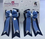 Blue Bird/Navy PonyTail Bows