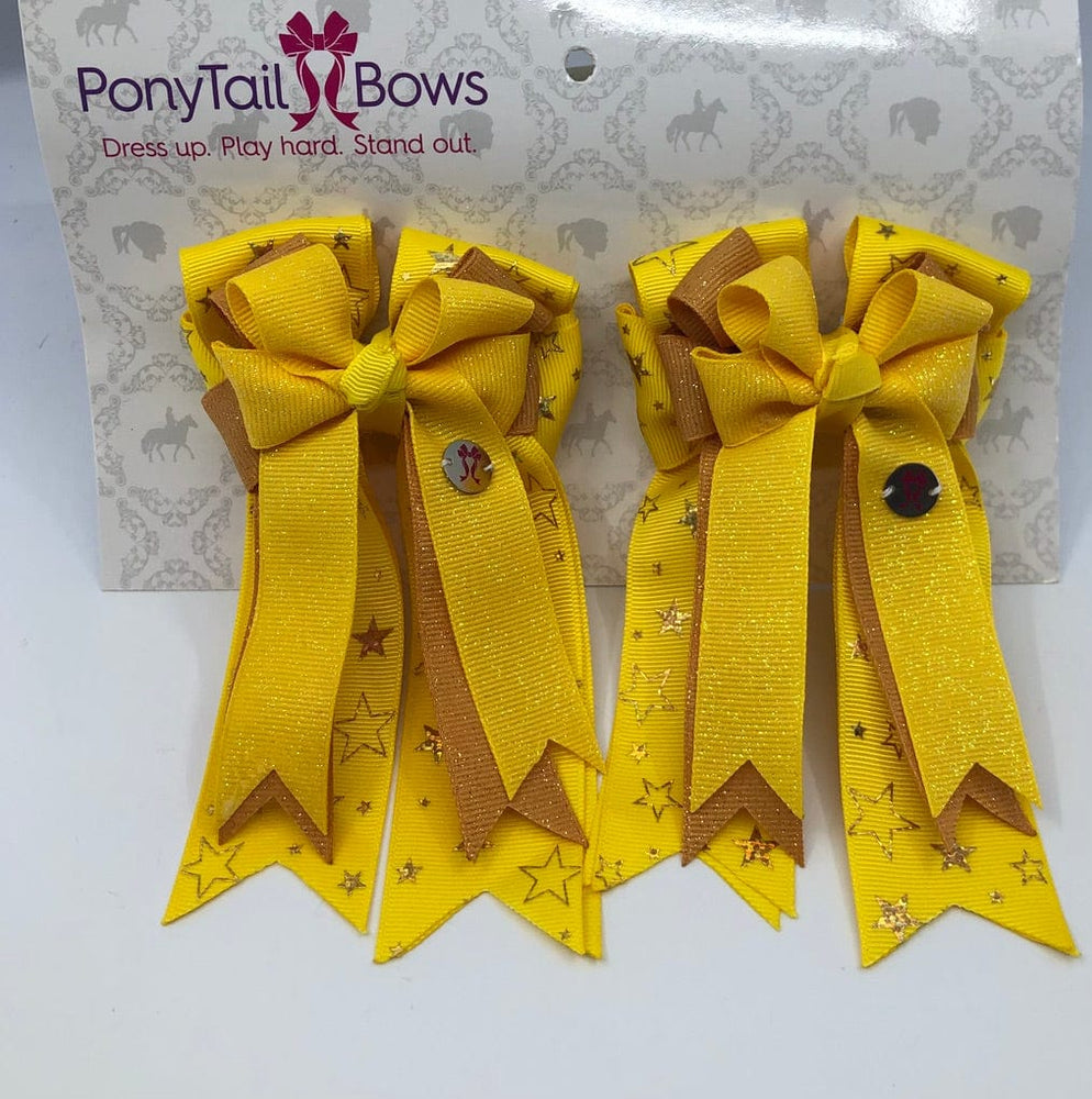 Starry Night- Yellow PonyTail Bows