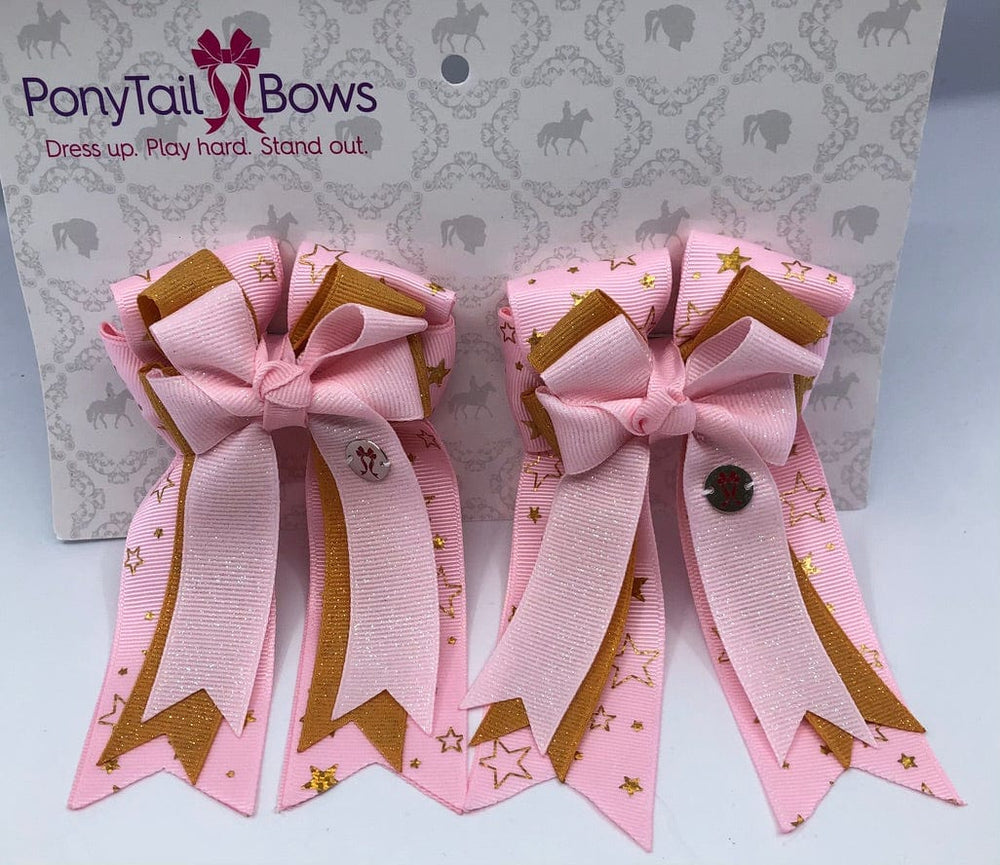 Starry Night- Pink PonyTail Bows