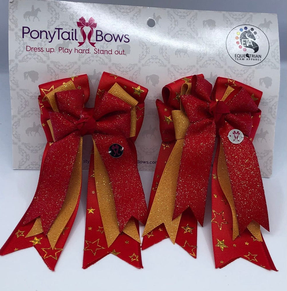 PonyTail Bows 3" Tails Starry Night- Red PonyTail Bows equestrian team apparel online tack store mobile tack store custom farm apparel custom show stable clothing equestrian lifestyle horse show clothing riding clothes PonyTail Bows | Equestrian Hair Accessories horses equestrian tack store