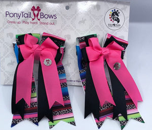 PonyTail Bows 3" Tails Pink Sarape PonyTail Bows equestrian team apparel online tack store mobile tack store custom farm apparel custom show stable clothing equestrian lifestyle horse show clothing riding clothes PonyTail Bows | Equestrian Hair Accessories horses equestrian tack store