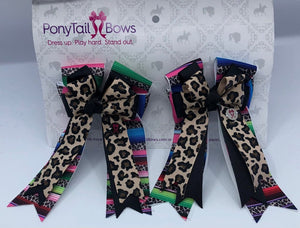 PonyTail Bows 3" Tails Leopard Sarape PonyTail Bows equestrian team apparel online tack store mobile tack store custom farm apparel custom show stable clothing equestrian lifestyle horse show clothing riding clothes PonyTail Bows | Equestrian Hair Accessories horses equestrian tack store