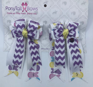 PonyTail Bows 3" Tails Purple Chevron Peeps PonyTail Bows equestrian team apparel online tack store mobile tack store custom farm apparel custom show stable clothing equestrian lifestyle horse show clothing riding clothes PonyTail Bows | Equestrian Hair Accessories horses equestrian tack store