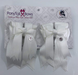 White Solid PonyTail Bows