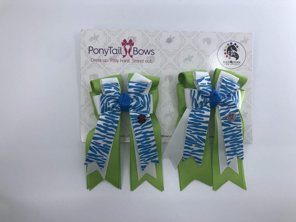 Zebra Blue PonyTail Bows