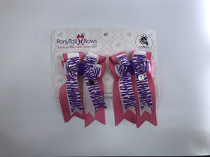 Zebra Purple PonyTail Bows