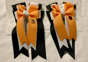 Glitter Orange & Black PonyTail Bows